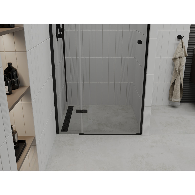 Mexen Roma Schwingtür-Duschwand 70 cm, transparent, schwarz - 854-070-000-70-00