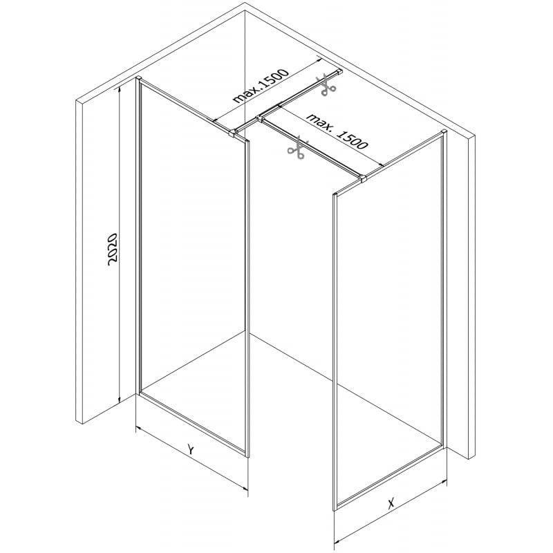 Mexen Kioto-F Duschwand Walk-in mit Rahmen 80 x 70 cm, transparent 8 mm, gebürstetes Anthrazitgrau - 800-080-202-04-66-070