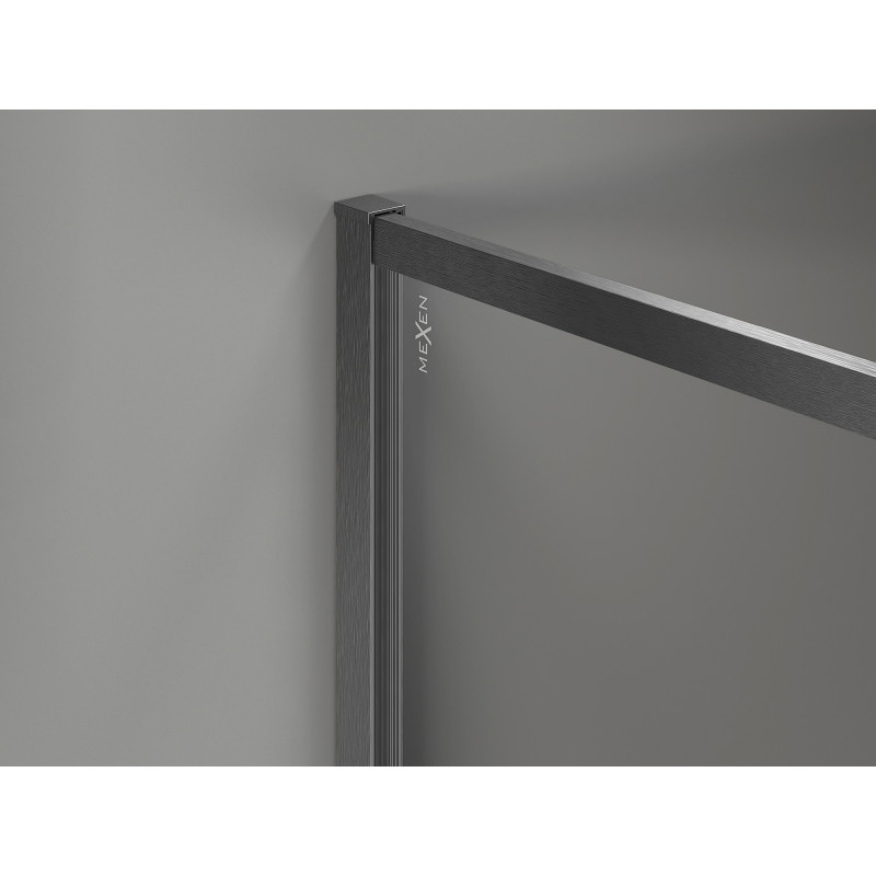 Mexen Kioto-F Duschwand Walk-in mit Rahmen 100 x 90 cm, transparent 8 mm, gebürstet Gun Gray - 800-100-202-04-66-090
