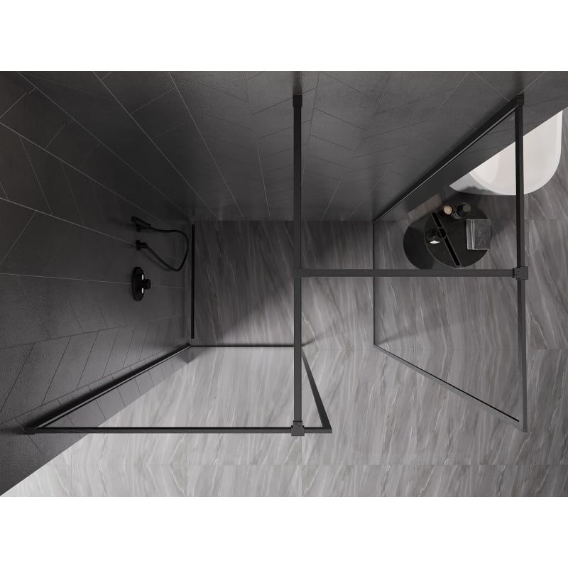 Mexen Kioto-F Duschwand Walk-in mit Rahmen 145 x 90 cm, transparent 8 mm, gebürstetes anthrazitgrau - 800-145-202-04-66-090