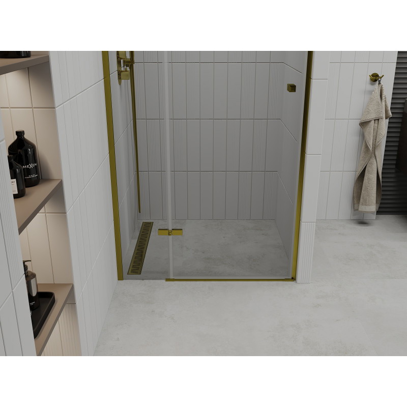 Mexen Roma Duschpendeltür 90 cm, transparent, gold - 854-090-000-50-00
