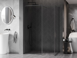 Mexen Kioto-F Duschwand Walk-in mit Rahmen 150 x 100 cm, transparent 8 mm, Gun Metal - 800-150-202-04-95-100