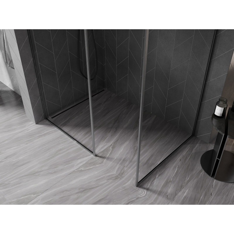 Mexen Kioto-F Walk-in-Duschwand mit Rahmen 120 x 105 cm, transparent 8 mm, gun gray gebürstet - 800-120-202-04-66-105