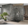 Mexen Omega Schiebeduschkabine 120 x 90 cm, transparent, Chrom + Flat Duschwanne, schwarz - 825-120-090-01-00-4070