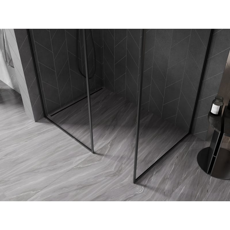 Mexen Kioto-F Duschwand Walk-in mit Rahmen 155 x 100 cm, transparent 8 mm, schwarz - 800-155-202-04-70-100