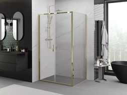 Mexen Exo Duschkabine, schwenkbar, 70 x 75 cm, transparent, gold - 814-070-075-50-00