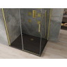 Mexen Omega Schiebedusche 100 x 90 cm, transparent, gold + Duschwanne Flat, schwarz - 825-100-090-50-00-4070G