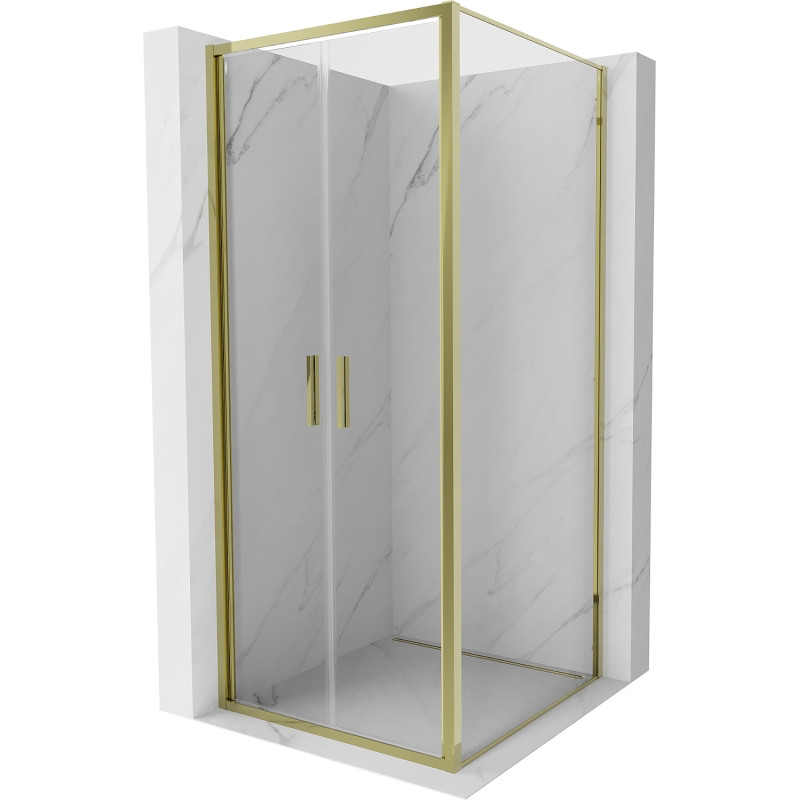 Mexen Exo-B Duo Schwenkbare Duschkabine 90 x 90 cm, transparent, gold - 814-090-090-50-00