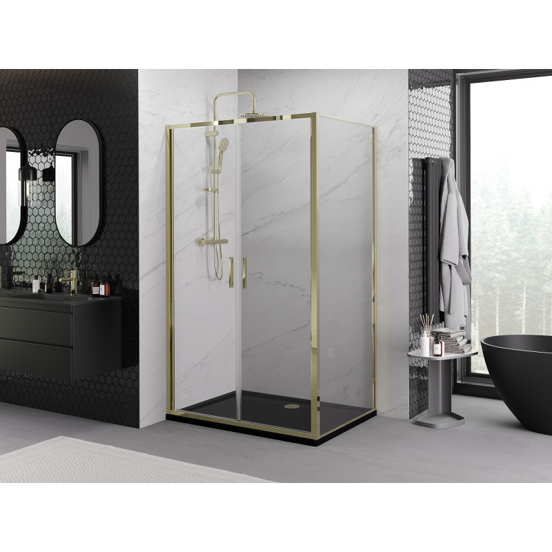 Mexen Exo-B Duo Klappbare Duschkabine 70 x 95 cm, transparent, gold - 814-070-095-50-00