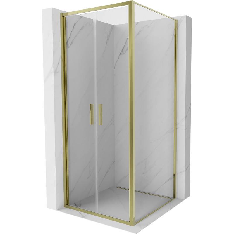 Mexen Exo Duschkabine Schwingtür 100 x 100 cm, transparent, gold - 814-100-100-50-00