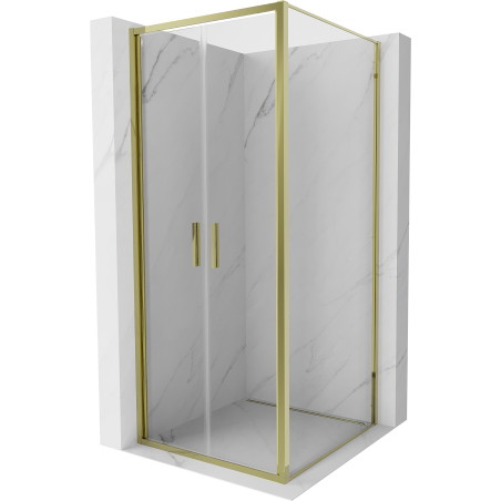 Mexen Exo Duschkabine Schwingtür 100 x 100 cm, transparent, gold - 814-100-100-50-00