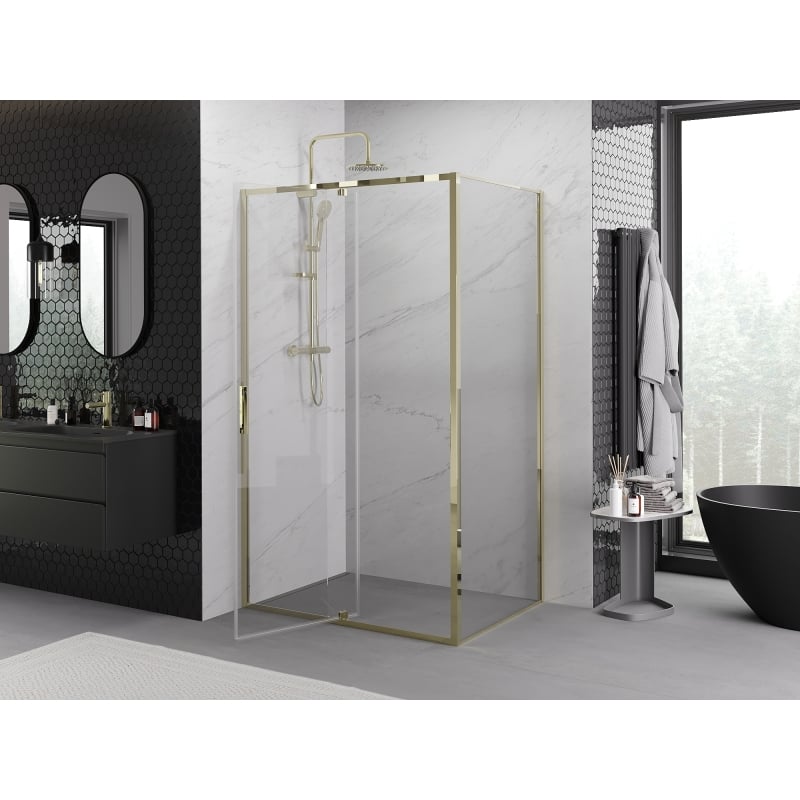 Mexen Exo-R Duschkabine, schwenkbar, 125 x 80 cm, transparent, gold - 819-125-080-50-00