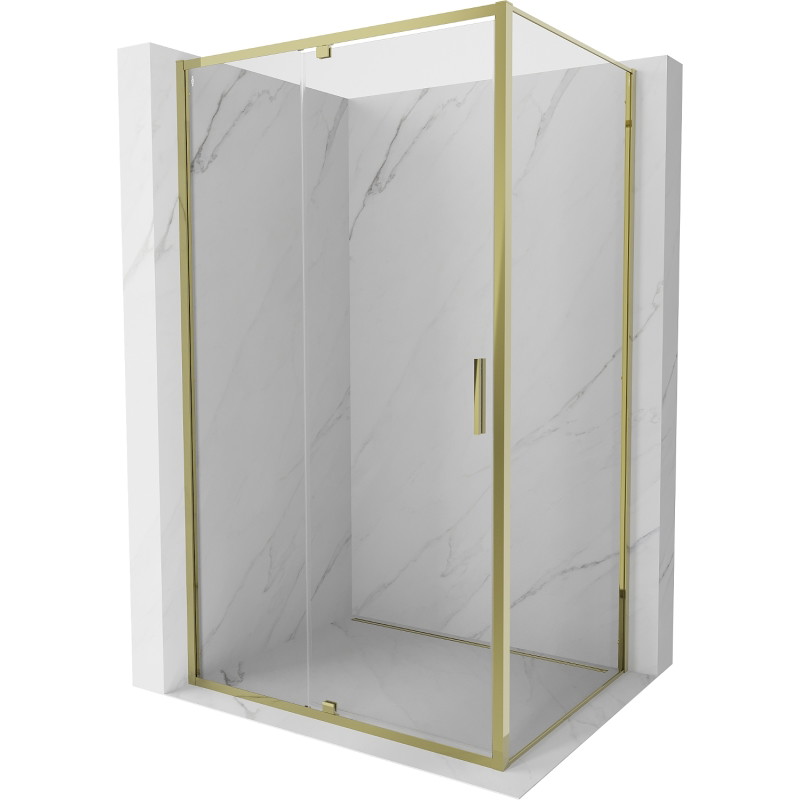 Mexen Exo-R Schwenkbare Duschkabine 145 x 85 cm, transparent, gold - 819-145-085-50-00