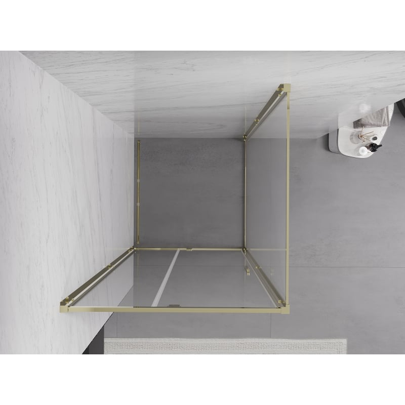 Mexen Exo Duschkabine mit Drehtür 90 x 90 cm, transparent, gold - 819-090-090-50-00