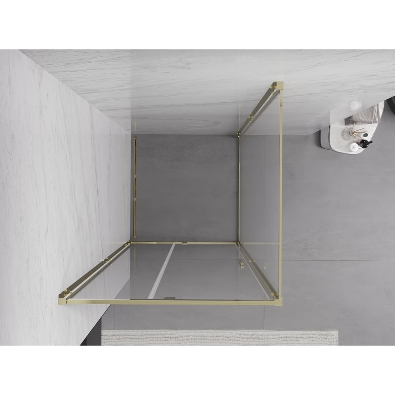 Mexen Exo-R Duschkabine schwenkbar 90 x 90 cm, transparent, gold - 819-090-090-50-00
