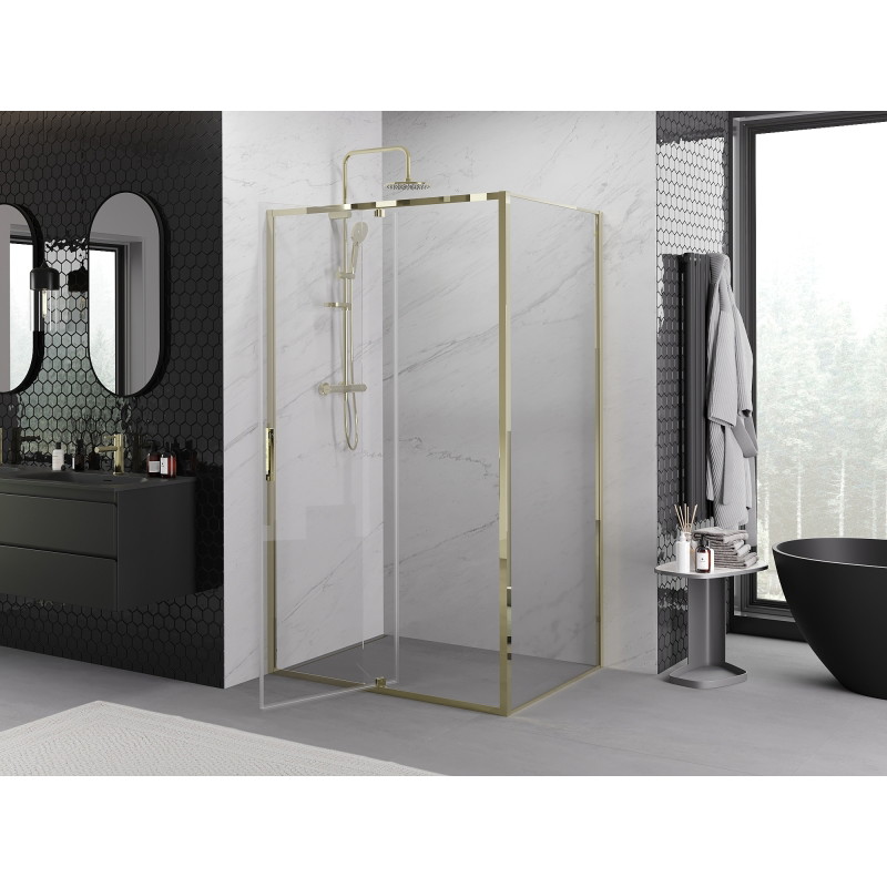 Mexen Exo-R Schwingbare Duschkabine 155 x 90 cm, transparent, gold - 819-155-090-50-00