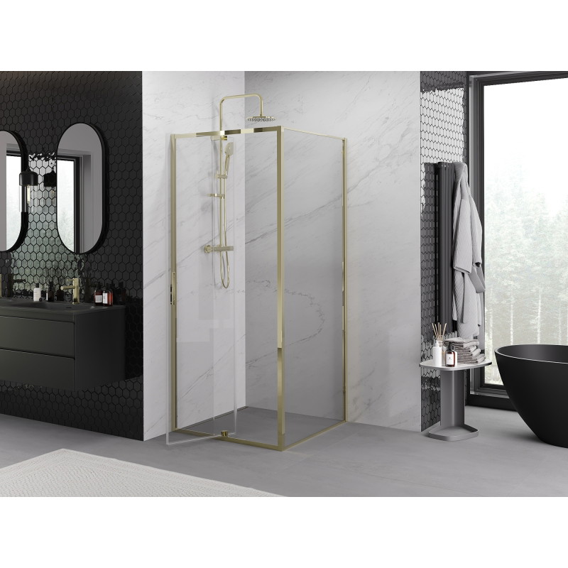Mexen Exo Duschkabine schwenkbar 100 x 100 cm, transparent, gold - 819-100-100-50-00