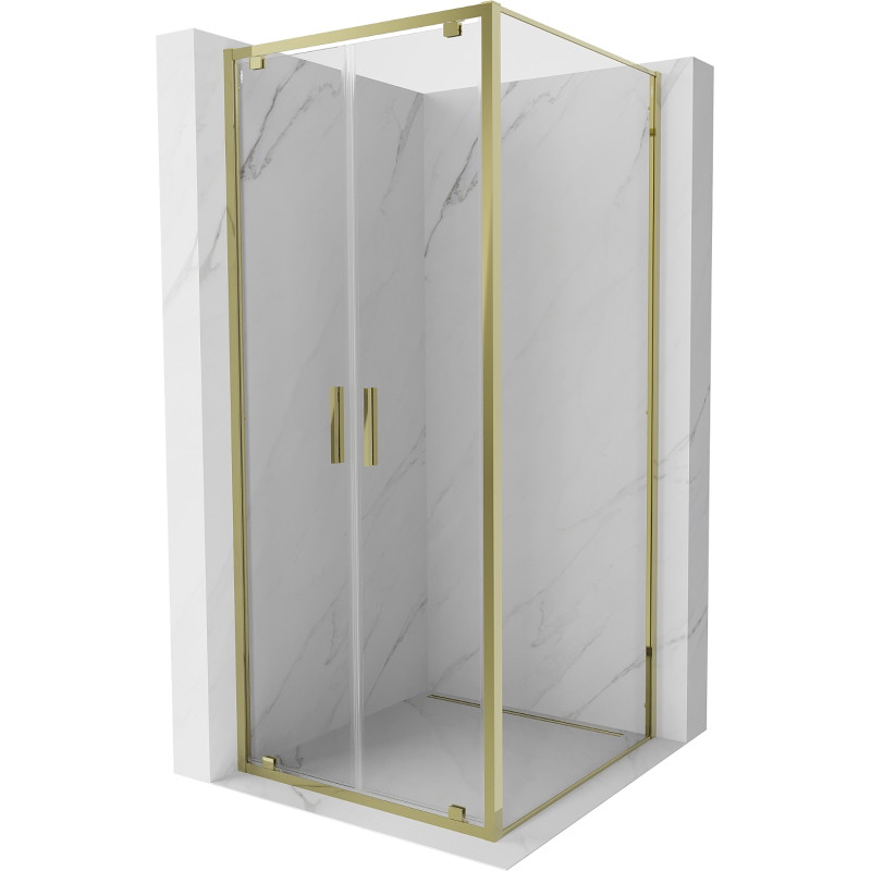 Mexen Exo Duschkabine Schwingtür 100 x 100 cm, transparent, gold - 8182-100-100-50-00