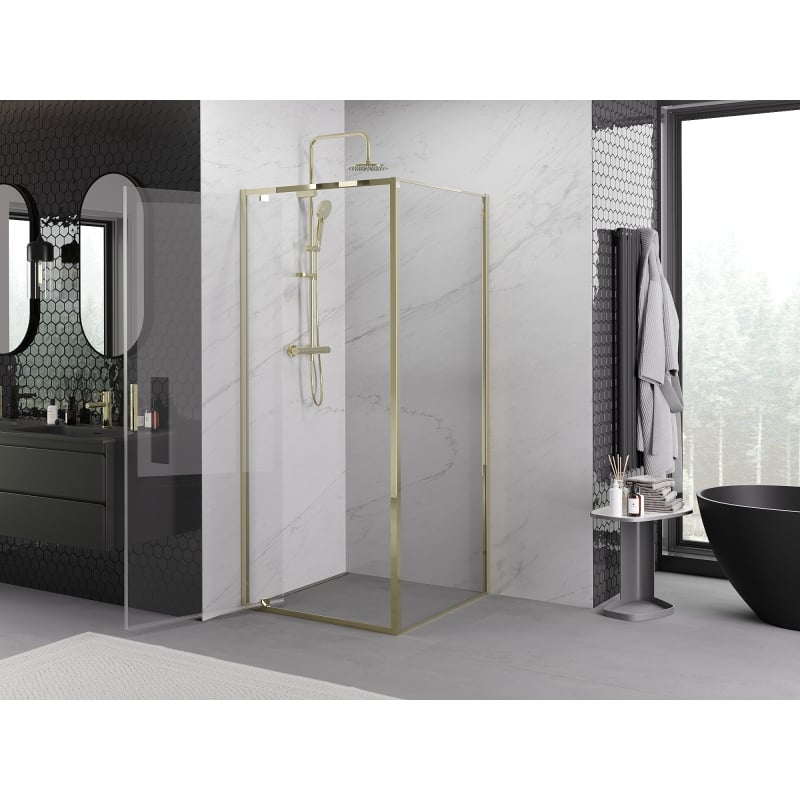 Mexen Exo Duschkabine mit Schwingtür 70 x 70 cm, transparent, gold - 8181-070-070-50-00