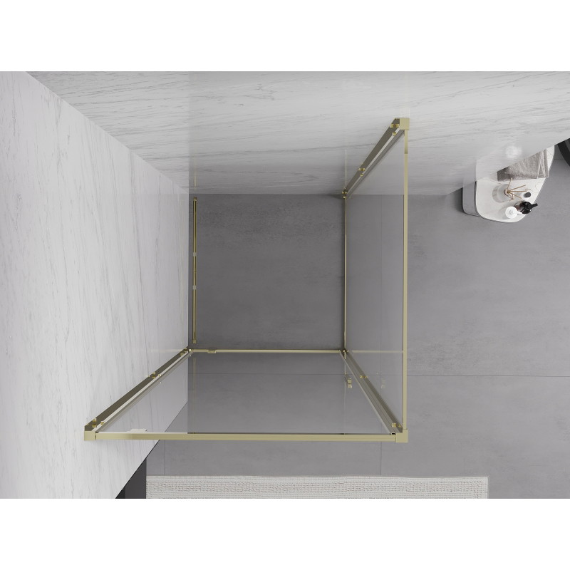 Mexen Exo Duschkabine schwenkbar 80 x 80 cm, transparent, gold - 8181-080-080-50-00