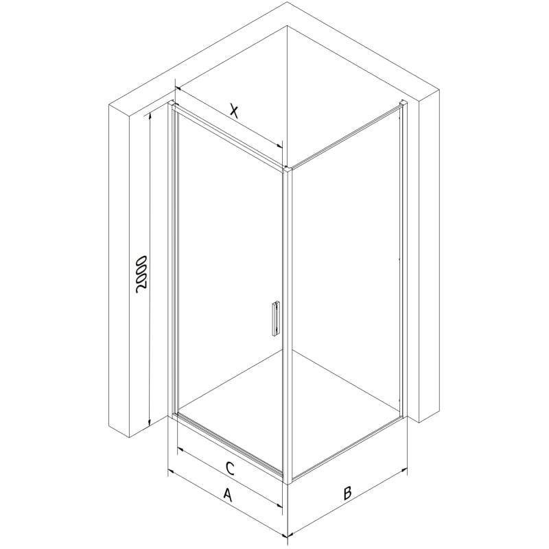 Mexen Exo-B schwenkbare Duschkabine 70 x 70 cm, transparent, gold - 817-070-070-50-00
