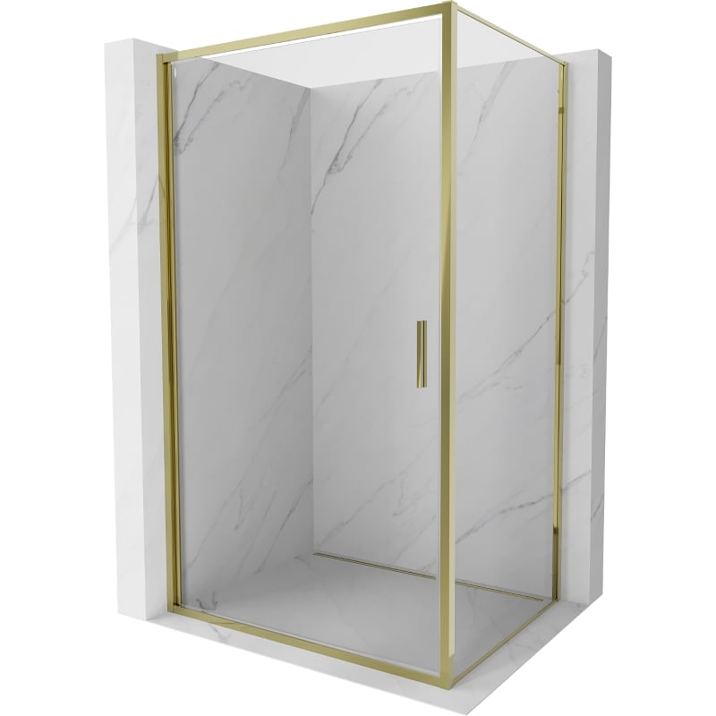 Mexen Exo Duschkabine, schwenkbar, 95 x 70 cm, transparent, gold - 817-095-070-50-00