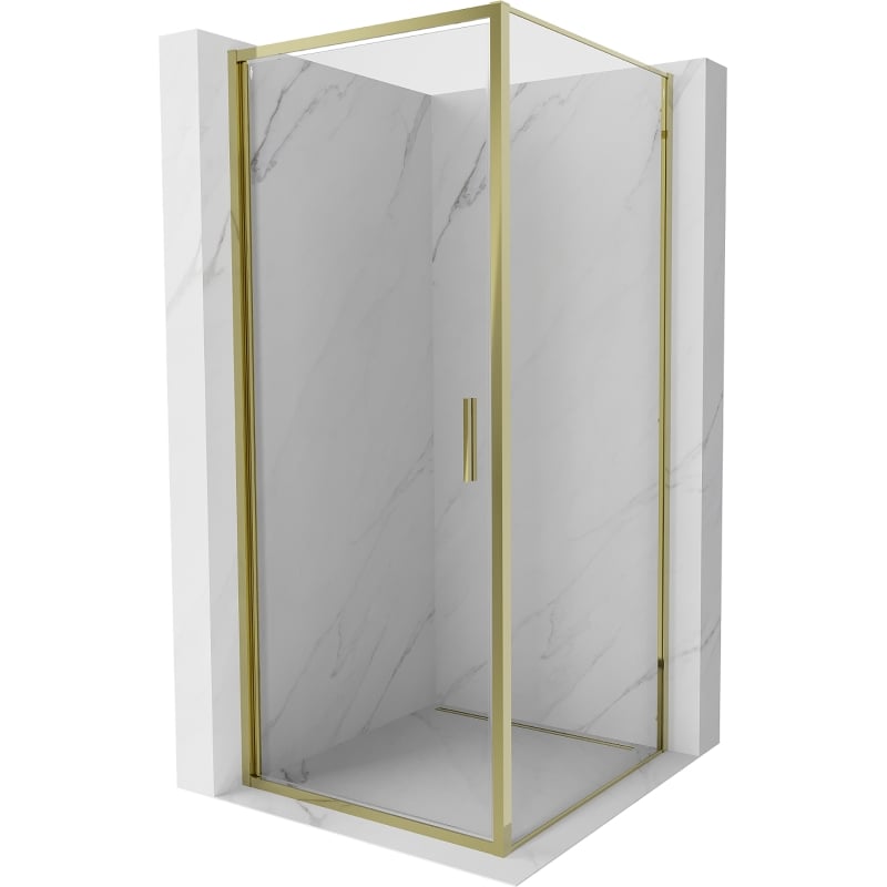 Mexen Exo Duschkabine schwenkbar 80 x 80 cm, transparent, gold - 817-080-080-50-00