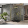 Mexen Omega Schiebetür Duschkabine 120 x 80 cm, transparent, gold + Flat Duschwanne, schwarz - 825-120-080-50-00-4070G