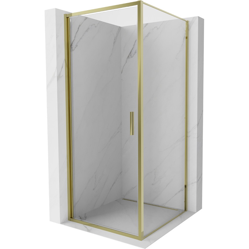 Mexen Exo Duschkabine, schwenkbar, 85 x 85 cm, transparent, gold - 817-085-085-50-00