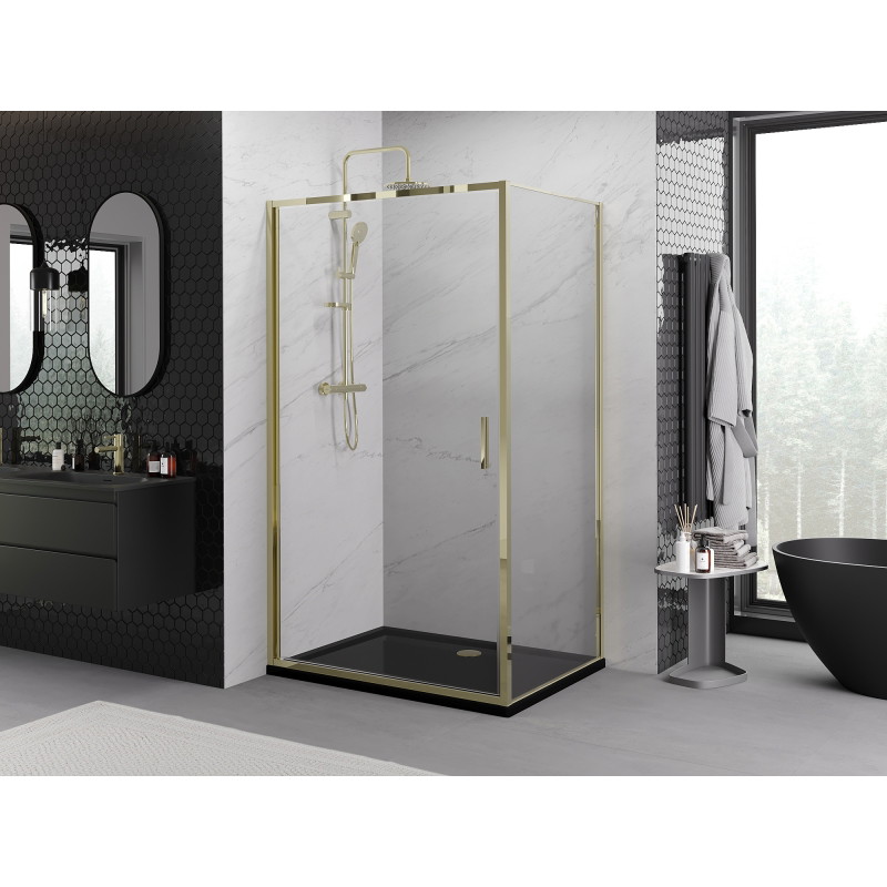 Mexen Exo Duschkabine mit Schwingtür 75 x 95 cm, transparent, gold - 817-075-095-50-00