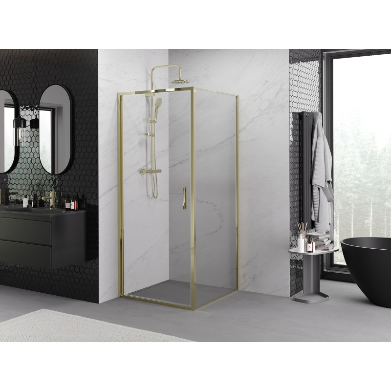 Mexen Exo Duschkabine schwenkbar 95 x 95 cm, transparent, gold - 817-095-095-50-00