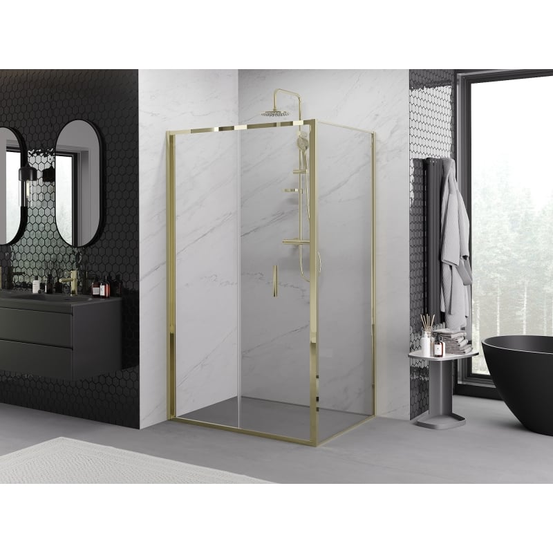 Mexen Exo klappbare Duschkabine 75 x 80 cm, transparent, gold - 816-075-080-50-00