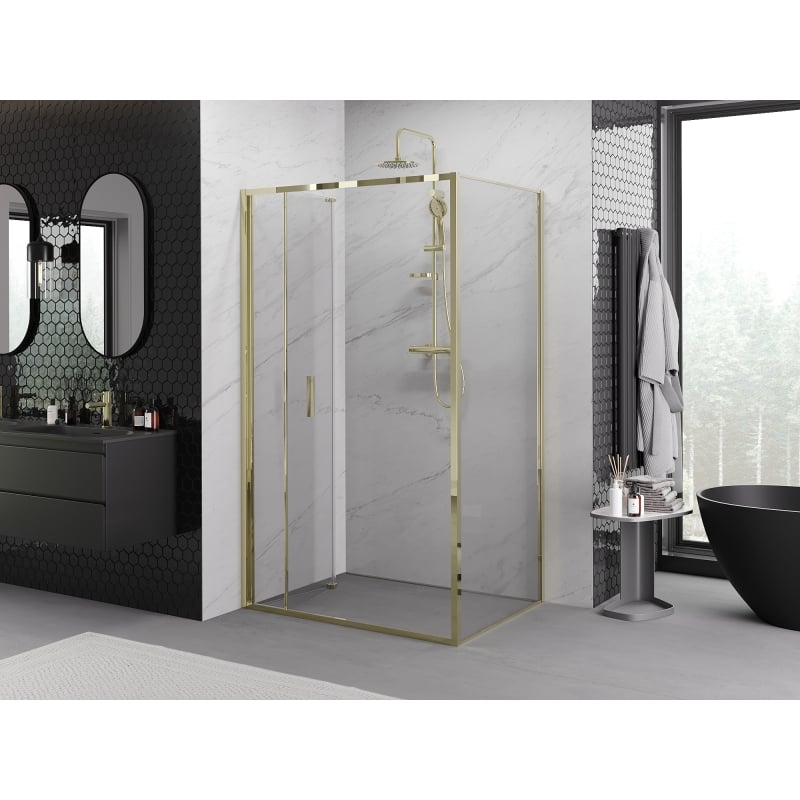 Mexen Exo faltbare Duschkabine 85 x 90 cm, transparent, gold - 816-085-090-50-00
