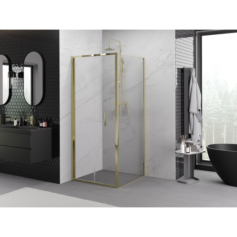 Mexen Exo Faltduschkabine 95 x 95 cm, transparent, gold - 816-095-095-50-00