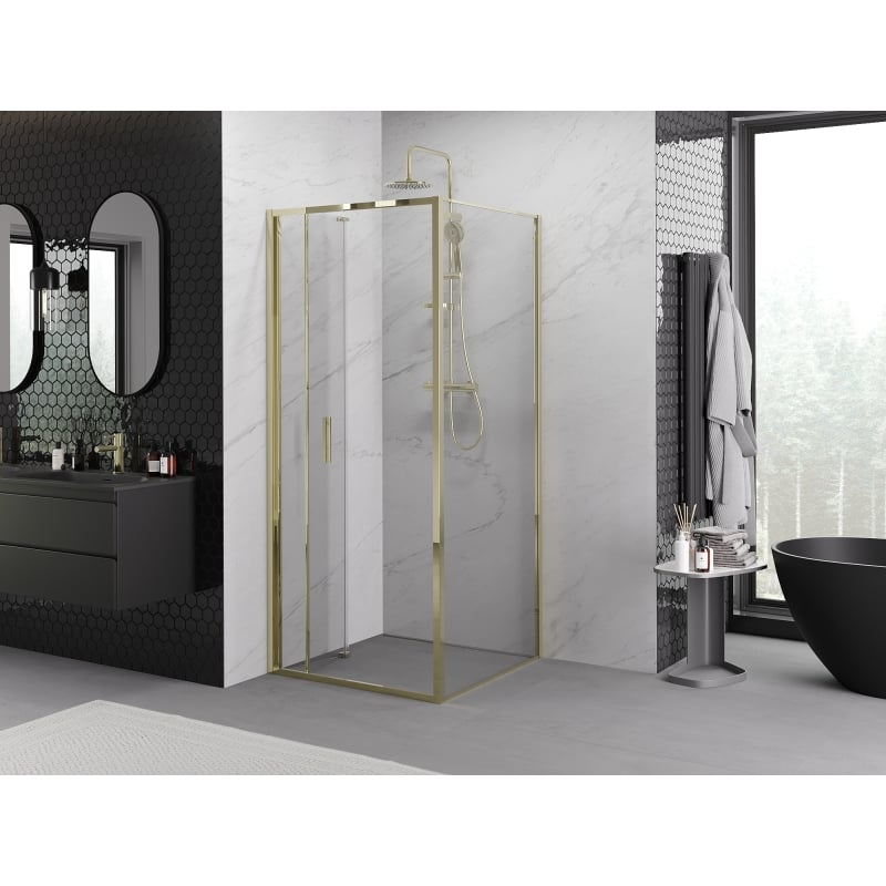 Mexen Exo-F faltbare Duschkabine 95 x 95 cm, transparent, gold - 816-095-095-50-00