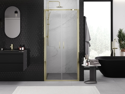 Mexen Exo doppelte, schwenkbare Duschtüren 90 cm, transparent, gold - 814-090-000-50-00
