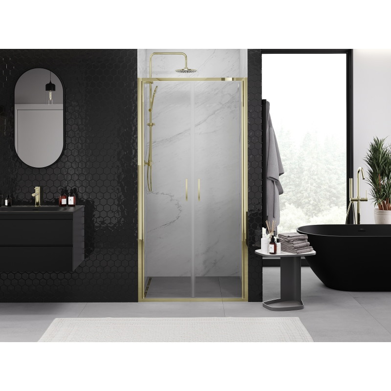 Mexen Exo-B Duo Doppelflügeltür Dusche 100 cm, transparent, gold - 814-100-000-50-00