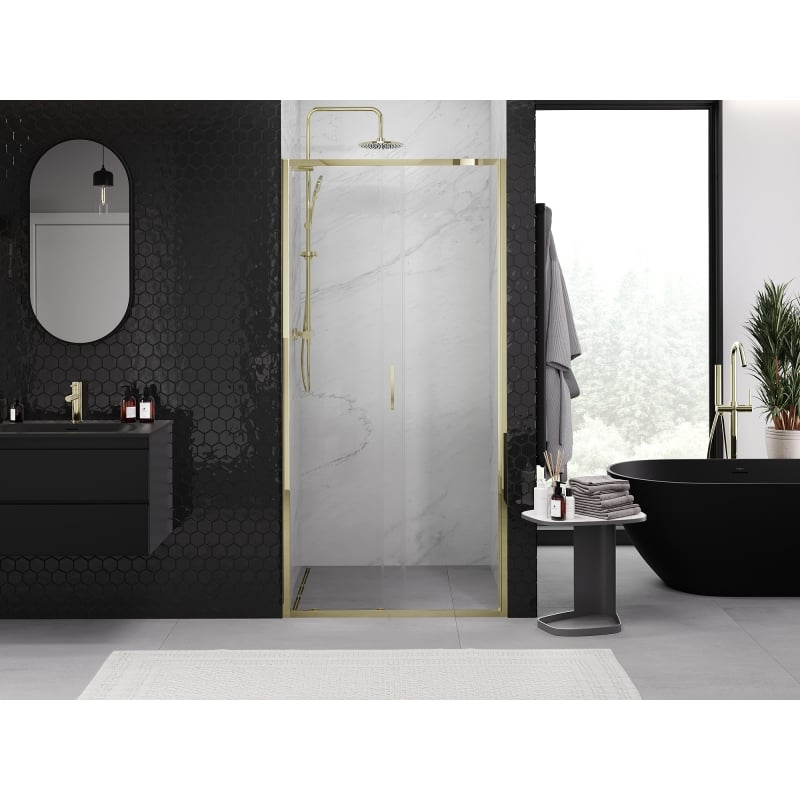 Mexen Exo Schiebetür für die Dusche 110 cm, transparent, gold - 8151-110-000-50-00