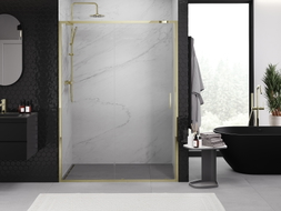 Mexen Exo Schiebetür Duschabtrennung 135 cm, transparent, gold - 8151-135-000-50-00