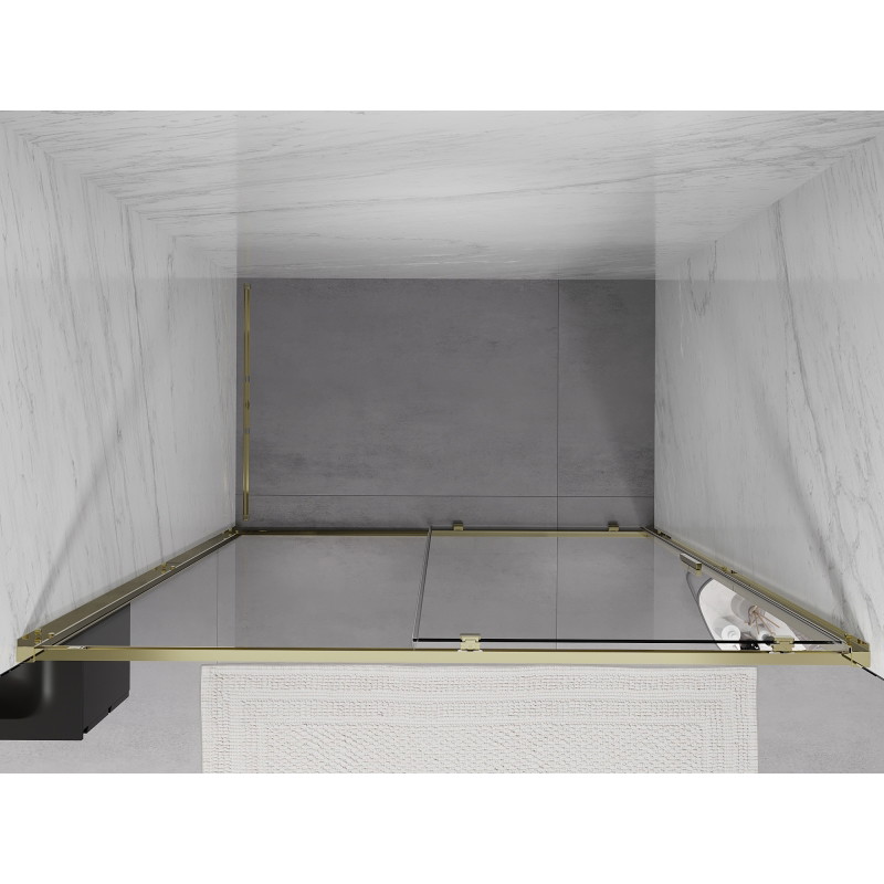 Mexen Exo-S 145 cm breite, transparente, goldene Schiebeduschtüren - 8151-145-000-50-00
