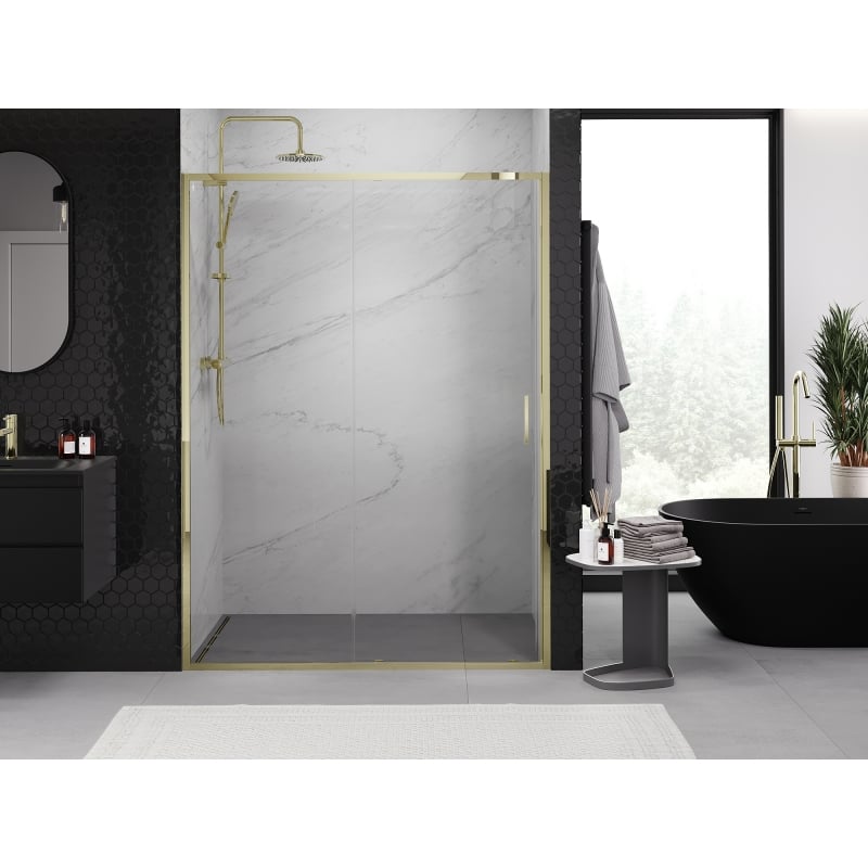 Mexen Exo Schiebetür für Dusche 155 cm, transparent, gold - 8151-155-000-50-00