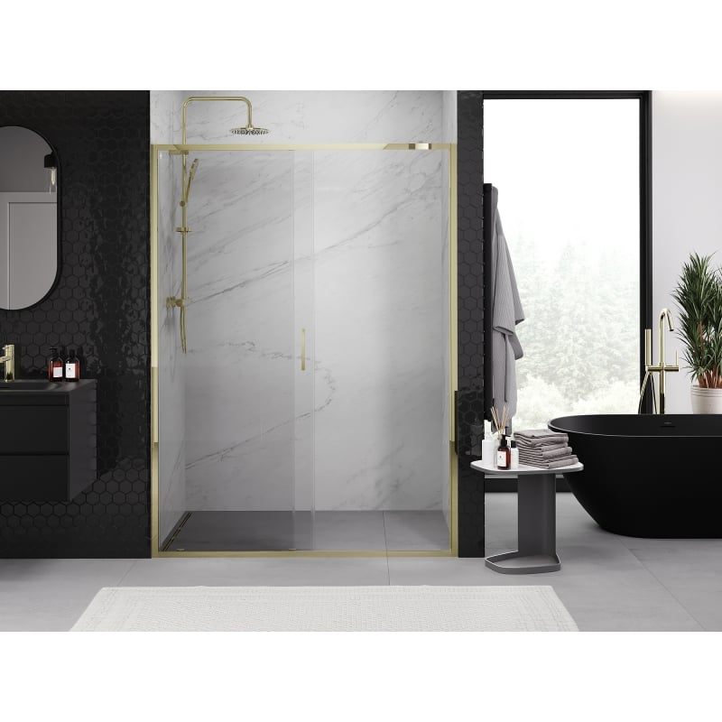 Mexen Exo Schiebetür für Dusche 155 cm, transparent, gold - 8151-155-000-50-00