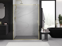 Mexen Exo Duschschiebetür 160 cm, transparent, gold - 8151-160-000-50-00
