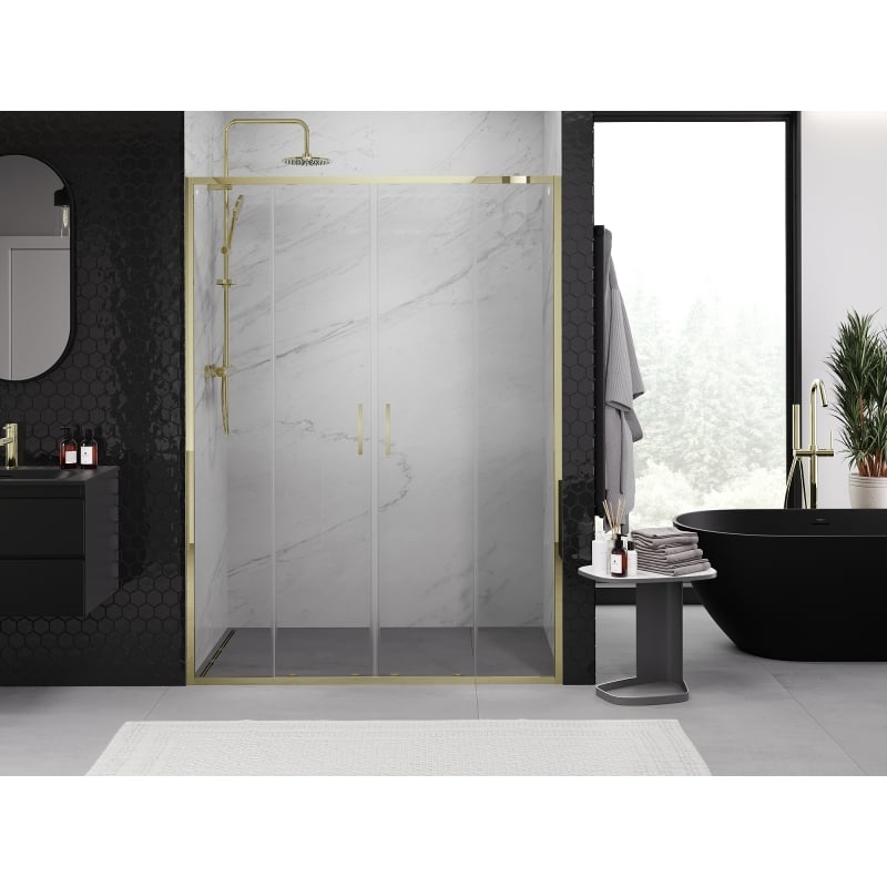 Mexen Exo Duschdoppeltür, Schiebetür 130 cm, transparent, gold - 8152-130-000-50-00