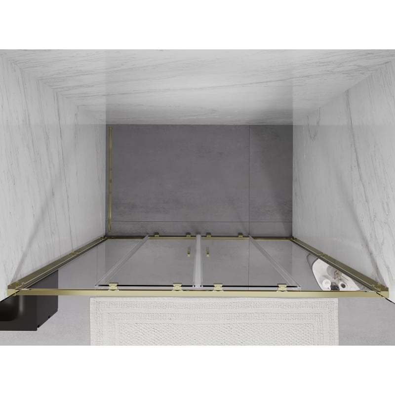 Mexen Exo-S Duo doppelt schiebbare Duschkabinentüren 130 cm, transparent, gold - 8152-130-000-50-00