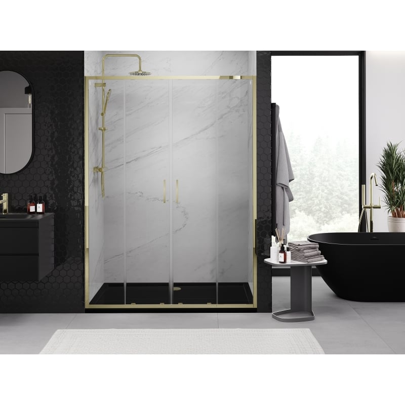 Mexen Exo doppelt verschiebbare Duschabtrennung 140 cm, transparent, gold - 8152-140-000-50-00
