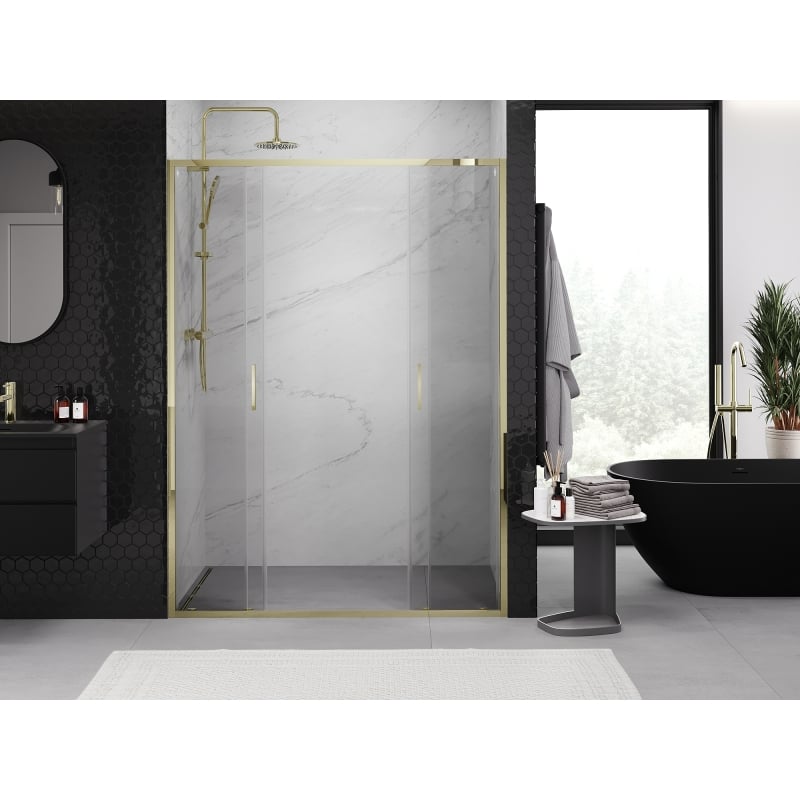 Mexen Exo-S Duo doppelt verschiebbare Duschabtrennung 140 cm, transparent, gold - 8152-140-000-50-00