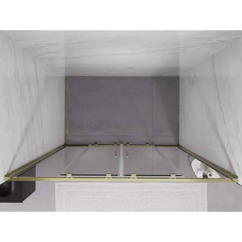 Mexen Exo doppelt verschiebbare Duschabtrennung 140 cm, transparent, gold - 8152-140-000-50-00