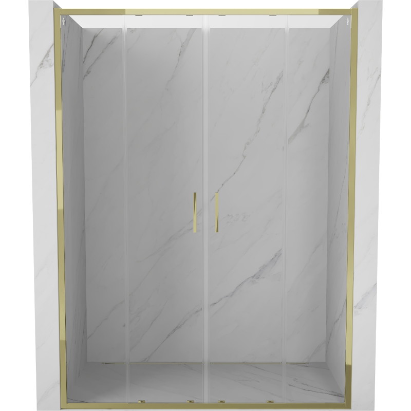 Mexen Exo-S Duo zweiflügelige, verschiebbare Dusch Türen 150 cm, transparent, golden - 8152-150-000-50-00