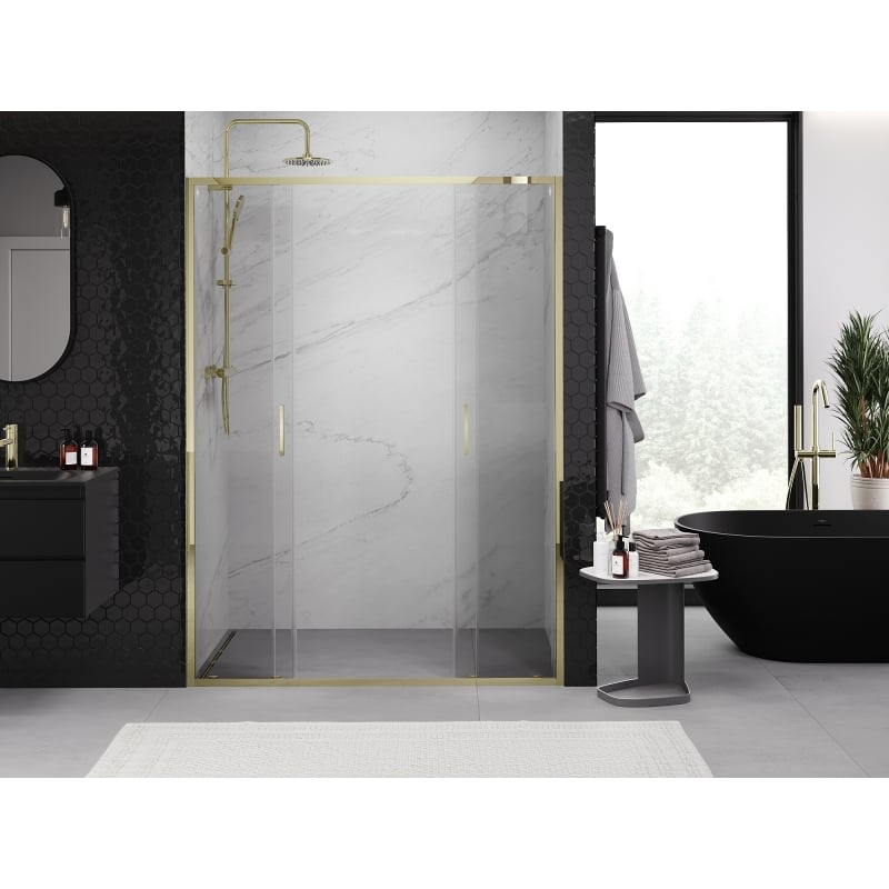 Mexen Exo Doppelschiebetür für Duschkabine 160 cm, transparent, golden - 8152-160-000-50-00